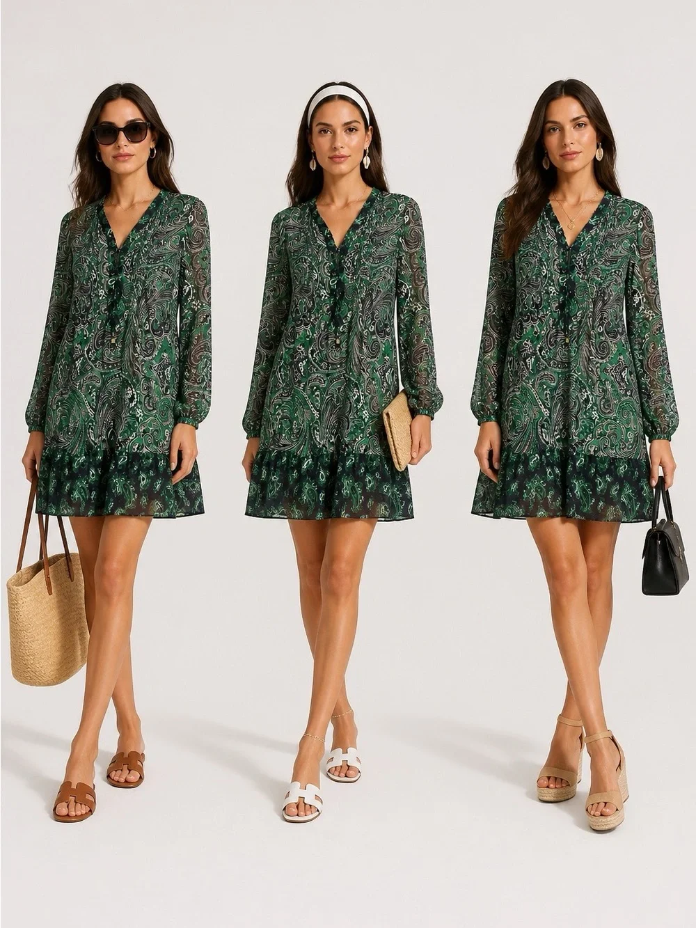 Michael Kors Green and Black Paisley Dress beach coverup/dress